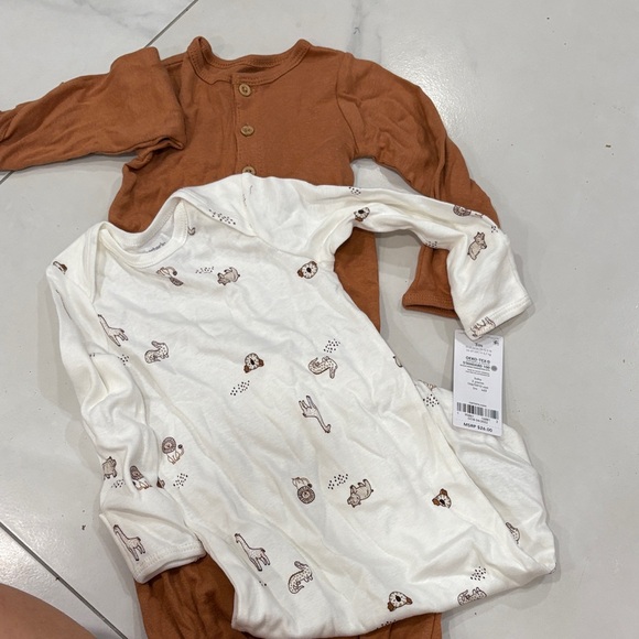 Cozy Kids Pajamas Sleep Sacks - White and Brown - Picture 1 of 1